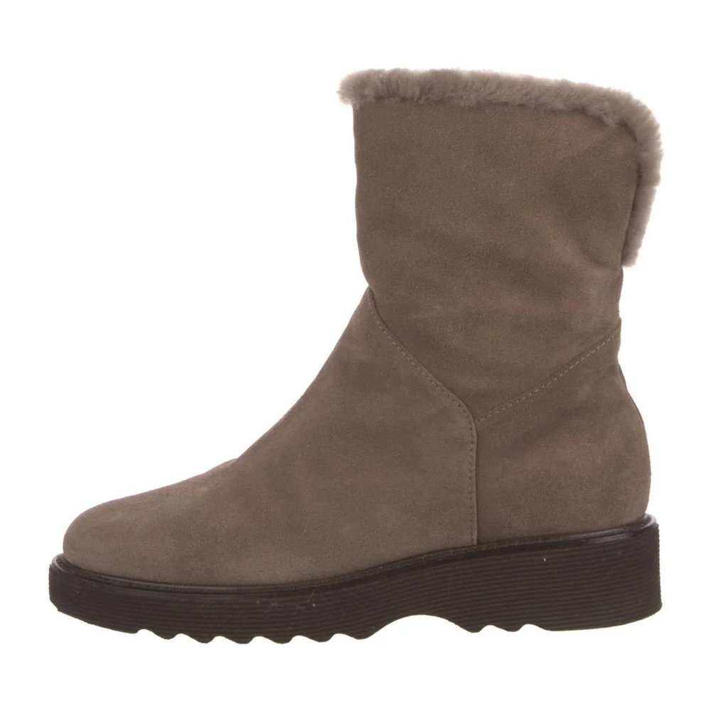 Aquatalia Suede Fur Trim Boots Beige/Grey sz6US